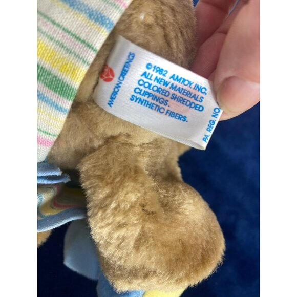 Vintage 1982 Amtoy Sleepytime Bear Plush Toy With Striped Pajamas & Hat‎ - Picture 6 of 7